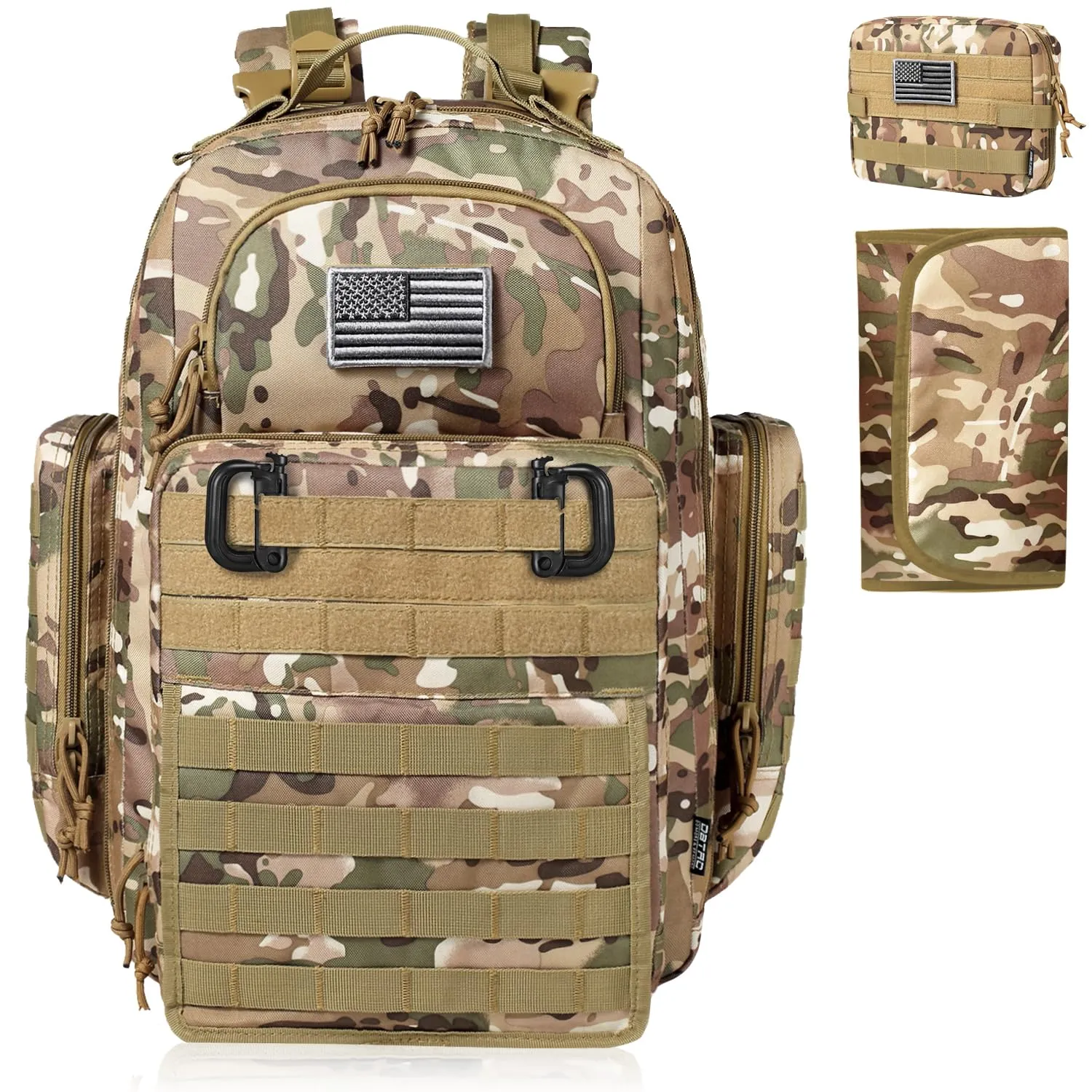 Diaper Bag Backpack for Dad, DBTAC Large Baby Nappy Bag for Men w/Changing Mat, Insulated Wipe Pockets, Stroller Straps, CP Camo