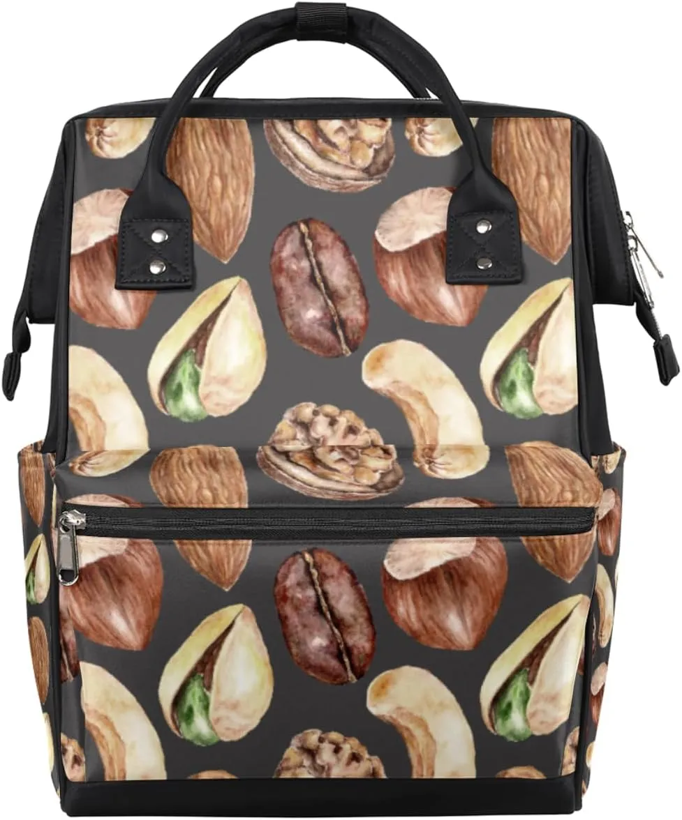 Diaper Bag Backpack for Mom and Dad Food Pistachio Nuts Pañaleras Para Bebe Large Capacity Mommy Leisure Bag Baby Shower Bag for Hospital Weekend Student Travel for Women