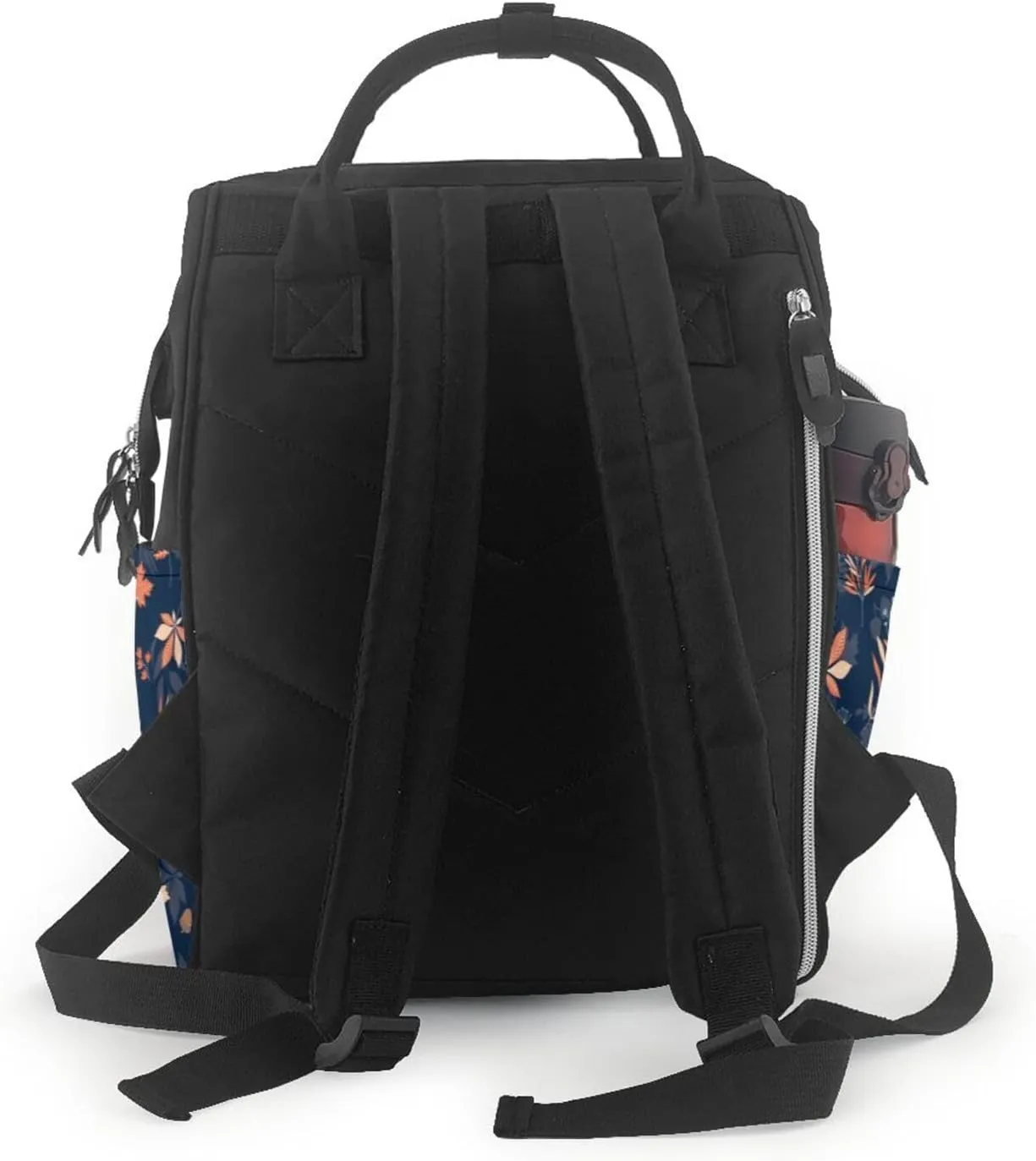Diaper Bag Backpack For Women, Autumn Leaves With Blue Waterproof Multifunction Travel Pack Maternity Baby Changing Bags, Nappy Baby Bags With Multi-Function For Baby