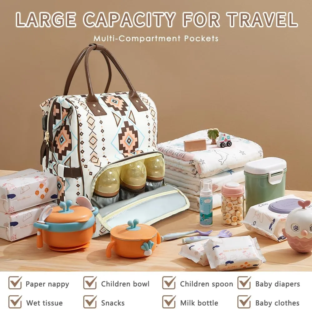 Diaper Bag Backpack for Women, Baby Bag for Mom, Wrangler Diaper Bags, Big Diaper Bag with Stroller Straps Pacifier Case, Multifunctional Unisex Travel Diaper Bag for Mom Dad Women (white)