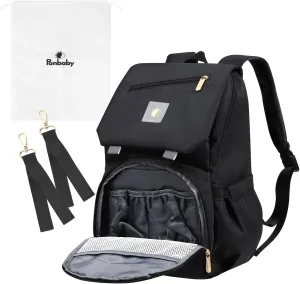 Diaper Bag Backpack – Large Capacity Baby Bag from Japan, USB Charging Port, Waterproof, Travel Nappy Changing Backpack for Moms & Dads, Black
