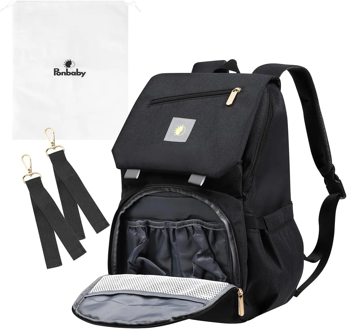 Diaper Bag Backpack – Large Capacity Baby Bag from Japan, USB Charging Port, Waterproof, Travel Nappy Changing Backpack for Moms & Dads, Black