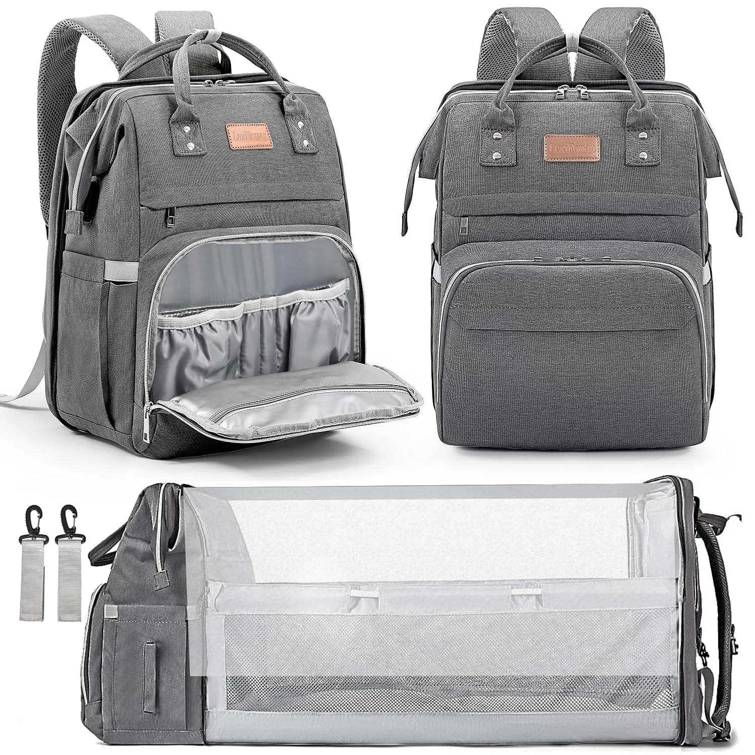 Diaper Bag Backpack, Large Capacity Multifunction Baby Bag with Changing Pad for Boy Girl, Travel for Moms Dads, Baby Registry Search Shower Gifts Waterproof and Stylish DarkGray