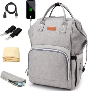 Diaper Bag Backpack Multi function Waterproof Diaper Bag Large Capacity Travel Diaper Bags with Changing Pad Stroller Straps (gray)