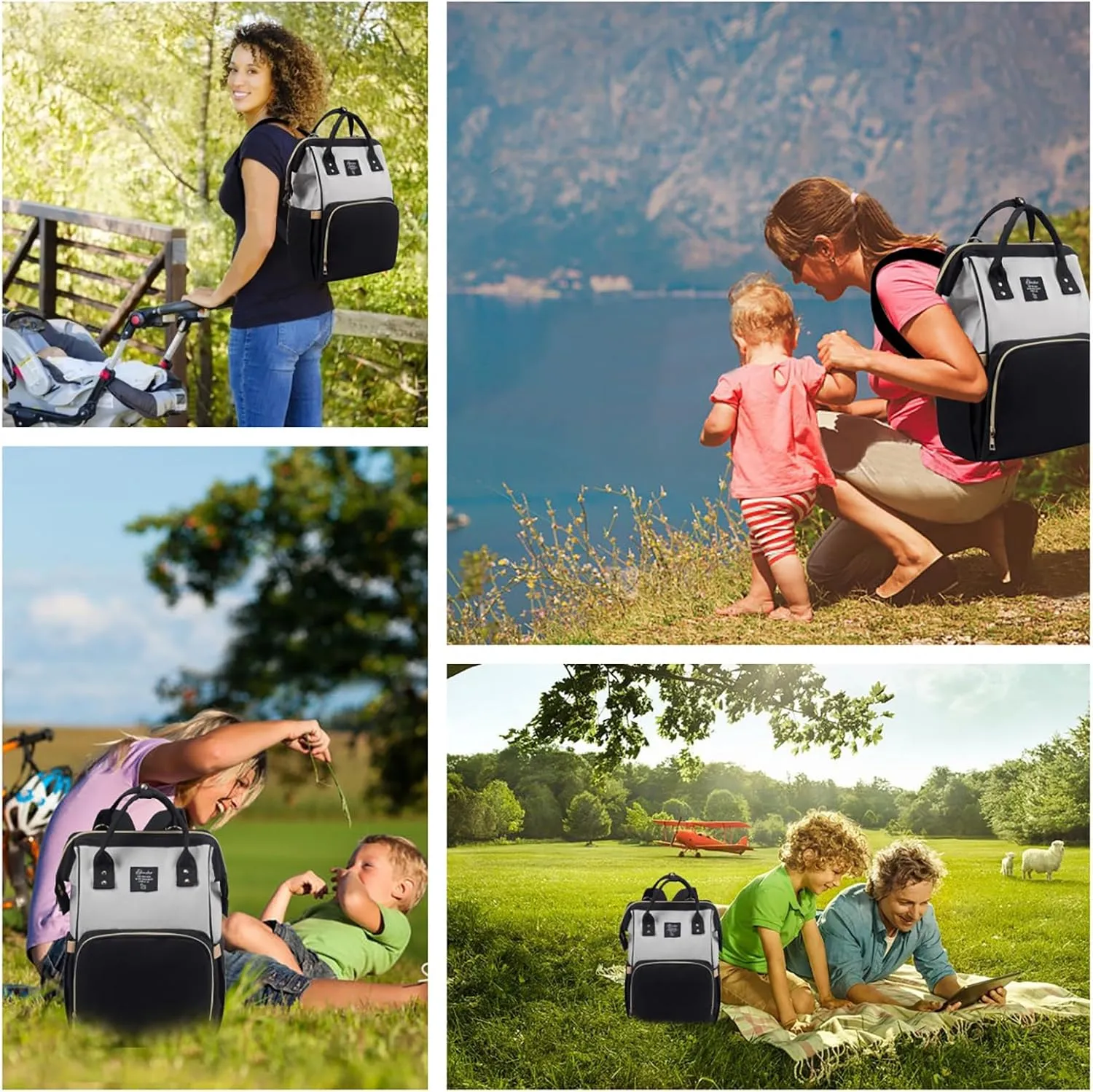 Diaper Bag Backpack Multifunction Large Bags with Changing Pad & Stroller Straps Pacifier Case Unisex(charcoal grey)