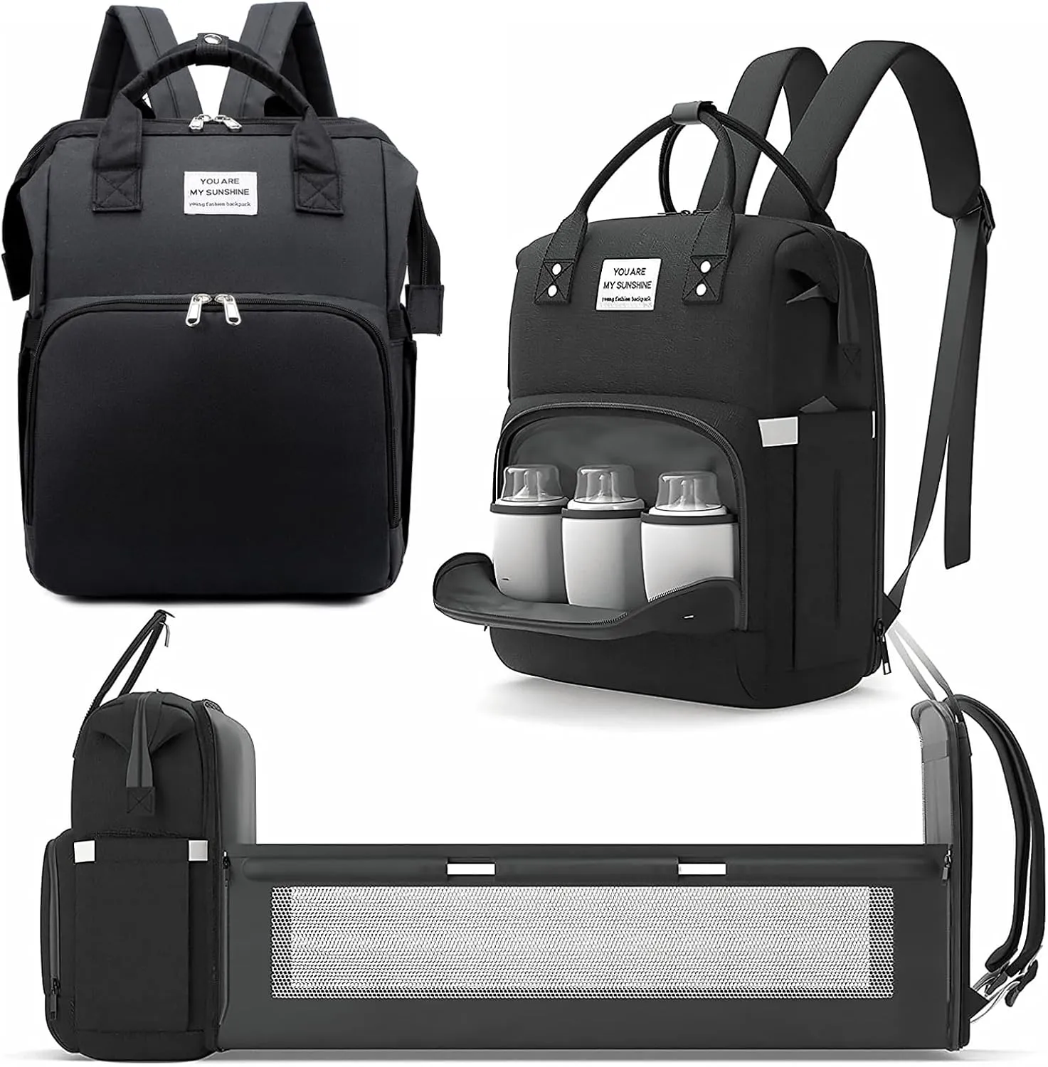 Diaper Bag Backpack, Multifunction Travel Baby Changing Bag, Multifunction Waterproof Travel Back Pack for Moms Dads, Newborn Baby Essential Gifts (Black)