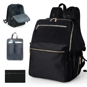 Diaper Bag Backpack, Nylon Baby Bag with 19 Pockets, Large Baby Diaper Bag for Boys Girls,Diaper Bag Insert,Changing Pad,Insulated Pockets,Stroller Straps,Black