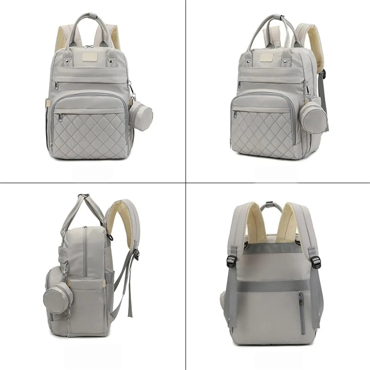Diaper Bag Backpack with Changing Pad Pacifier Case and Insulated Bottle Pocket for Mom and Dad (Gray)