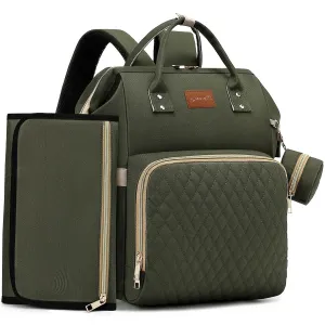 Diaper Bag Backpack with Changing Pad, Pacifier Case, Baby Bag for Boy Girl Toddler - Large, Stylish, Waterproof Travel Diaper Bag for Mom - Baby Shower - Army Green