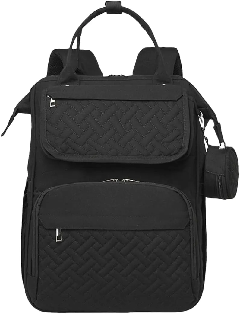 Diaper Bag Backpack with Changing Pad Pacifier Case, Diaper Bag Backpack for Dad and Mom, Maternity Bag Organizer (Black)