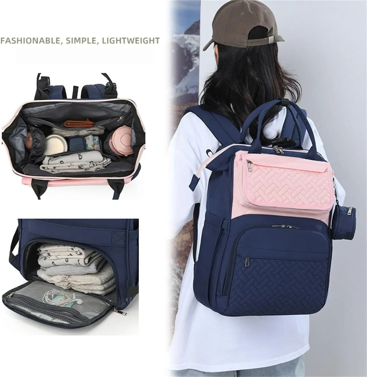 Diaper Bag Backpack with Changing Pad Pacifier Case, Diaper Bag Backpack for Dad and Mom, Maternity Bag Organizer (Black)