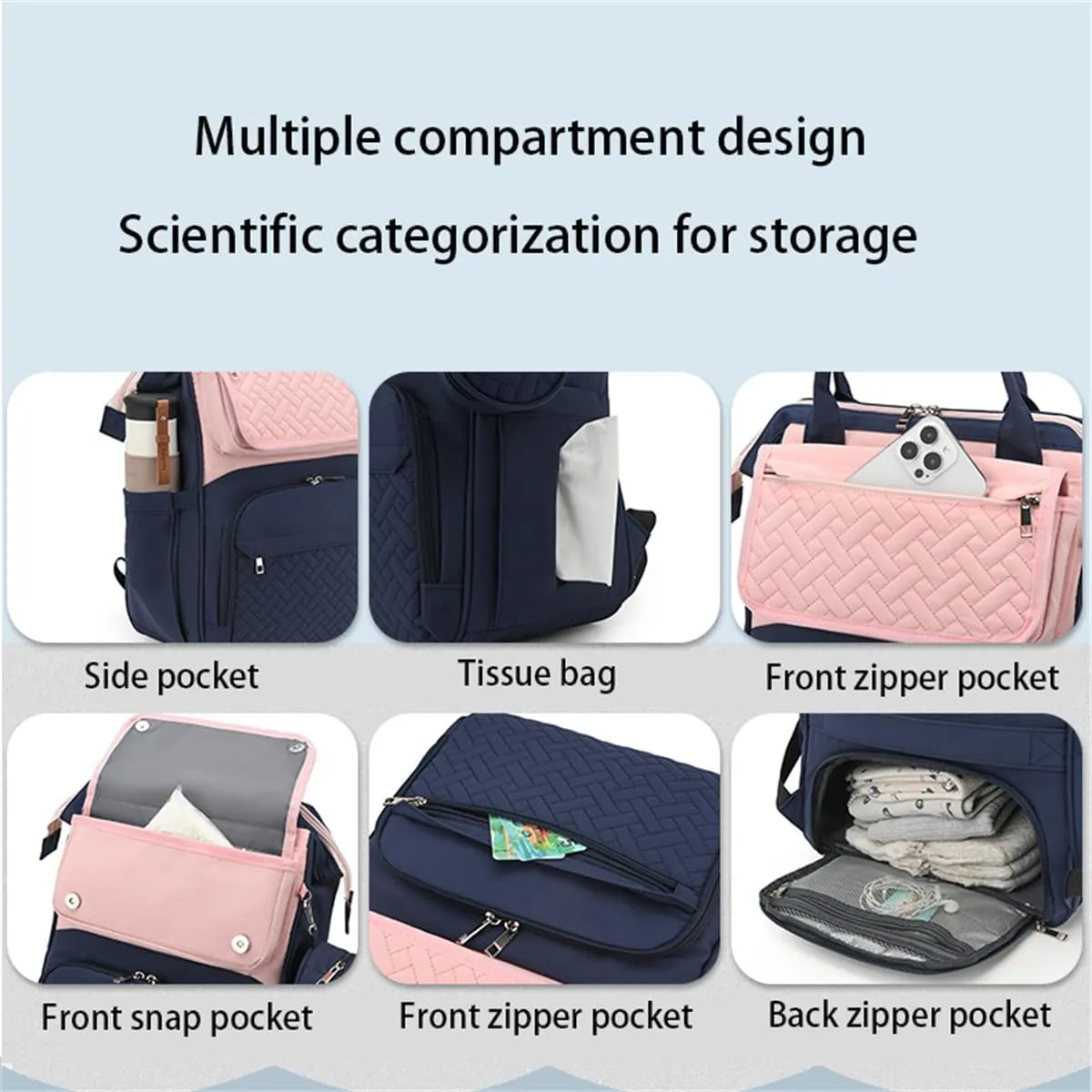 Diaper Bag Backpack with Changing Pad Pacifier Case, Diaper Bag Backpack for Dad and Mom, Maternity Bag Organizer (Black)