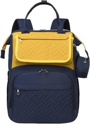 Diaper Bag Backpack with Changing Pad Pacifier Case, Diaper Bag Backpack for Dad and Mom, Maternity Bag Organizer (Blue Yellow)