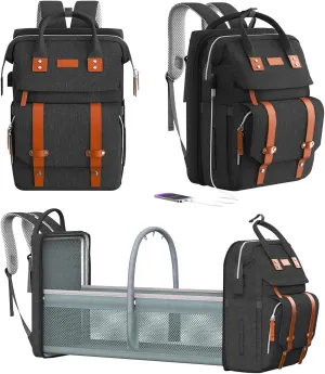 Diaper Bag Backpack with Changing Station, Large Diaper Bag, Multifunctional Diaper Bag, Baby Bag, Baby Shower Gifts, Black