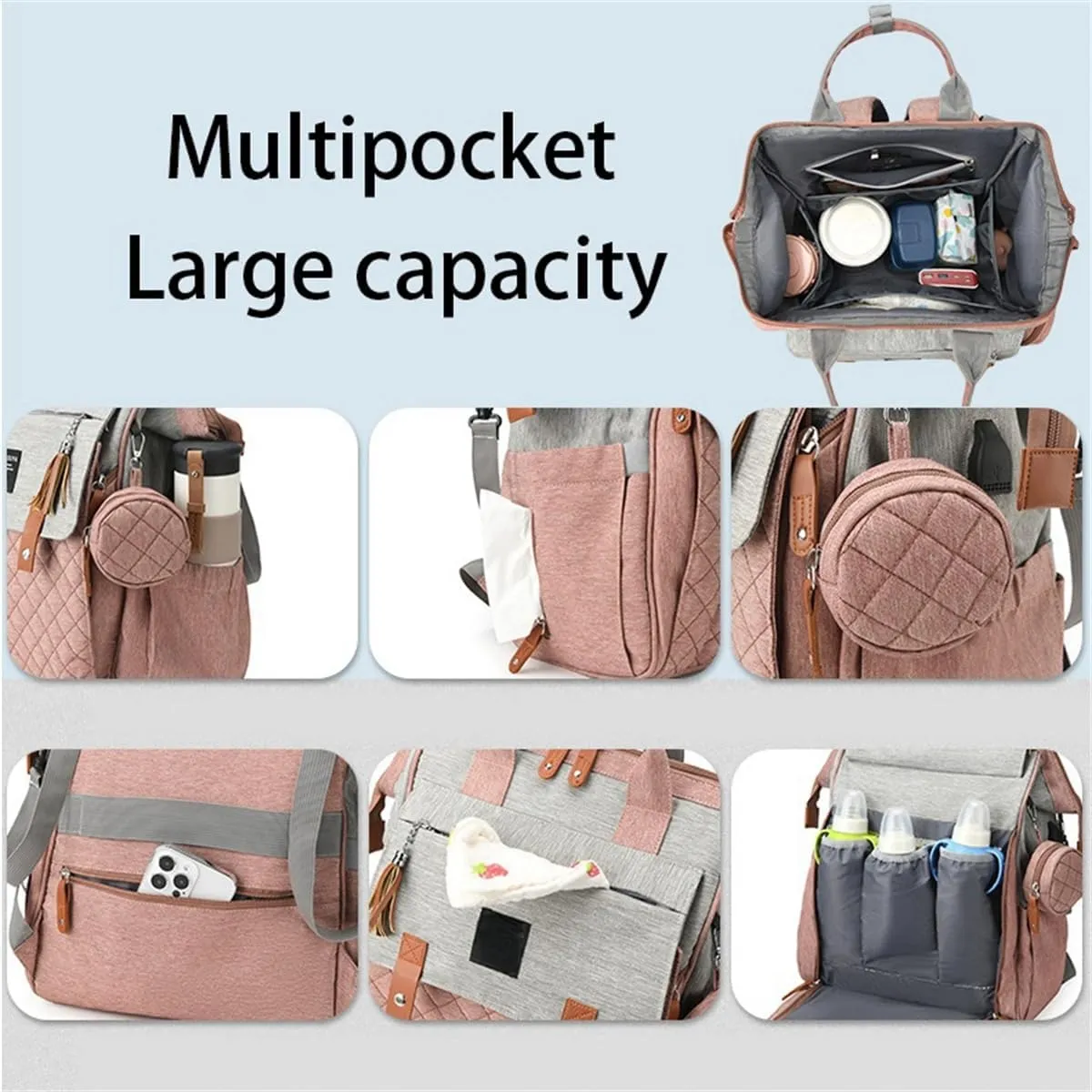 Diaper Bag Backpack with Pacifier Case, Diaper Bag Backpack for Women Large Capacity with Insulated Pockets (Black)