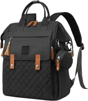 Diaper Bag Backpack with Pacifier Case, Diaper Bag Backpack for Women Large Capacity with Insulated Pockets (Black)