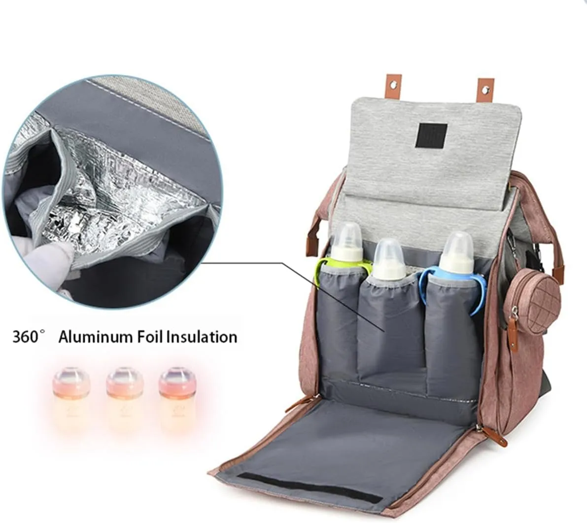 Diaper Bag Backpack with Pacifier Case, Diaper Bag Backpack for Women Large Capacity with Insulated Pockets (Black)