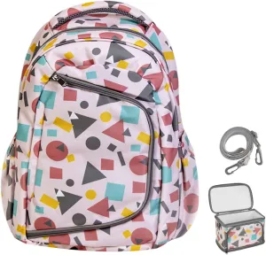 Diaper Bag Backpack With Travel Insulated Bag Set, Travel Back Pack Baby Diaper Changing Bags Diaper Backpack For Mom Dad Baby, Set of 2, Pink