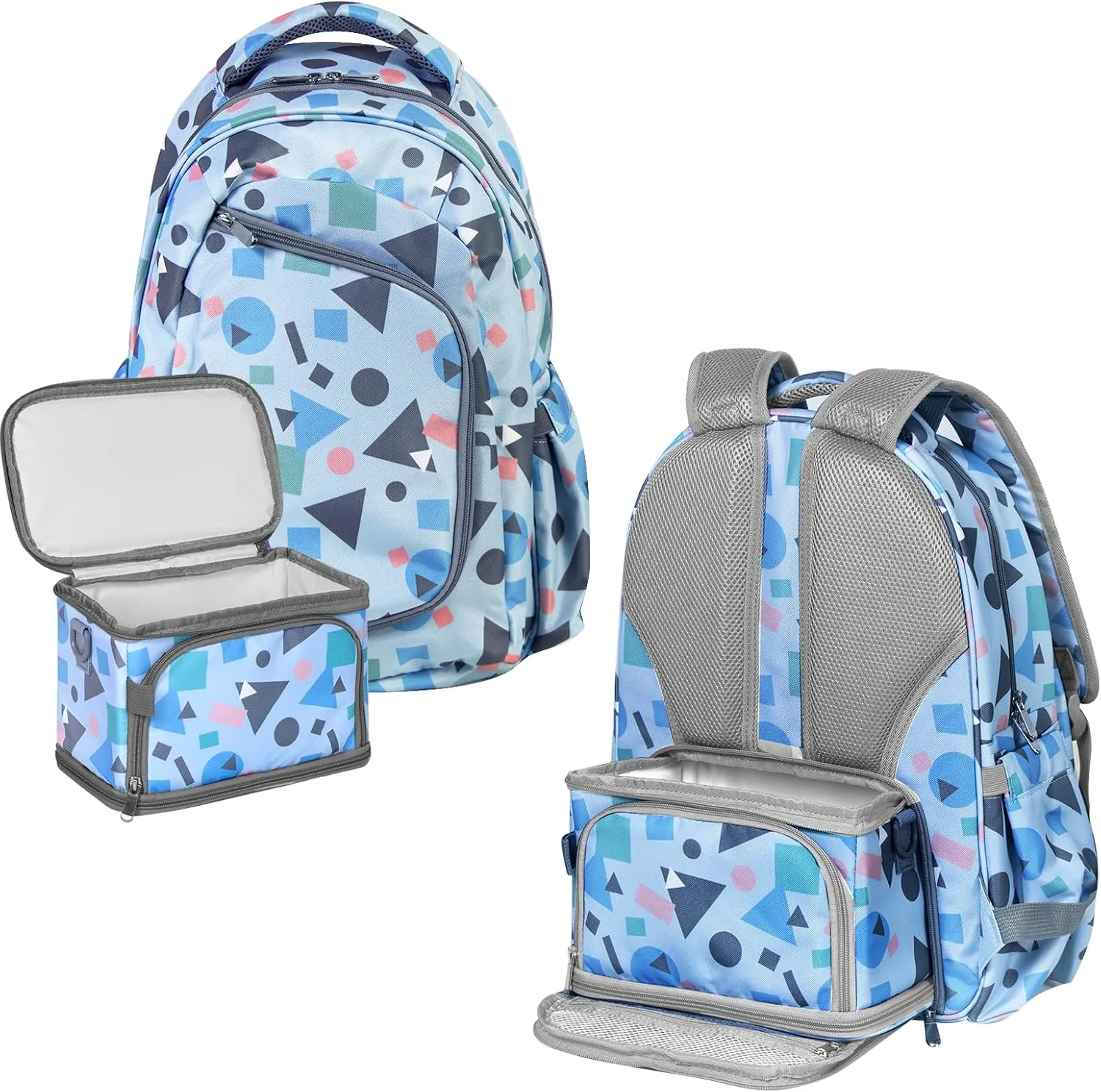 Diaper Bag Backpack With Travel Insulated Bag Set, Travel Back Pack Baby Diaper Changing Bags Diaper Backpack For Mom Dad Baby, Set of 2 - Sky Blue