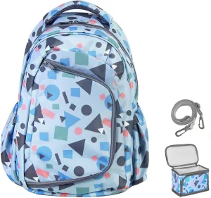 Diaper Bag Backpack With Travel Insulated Bag Set, Travel Back Pack Baby Diaper Changing Bags Diaper Backpack For Mom Dad Baby, Set of 2 - Sky Blue