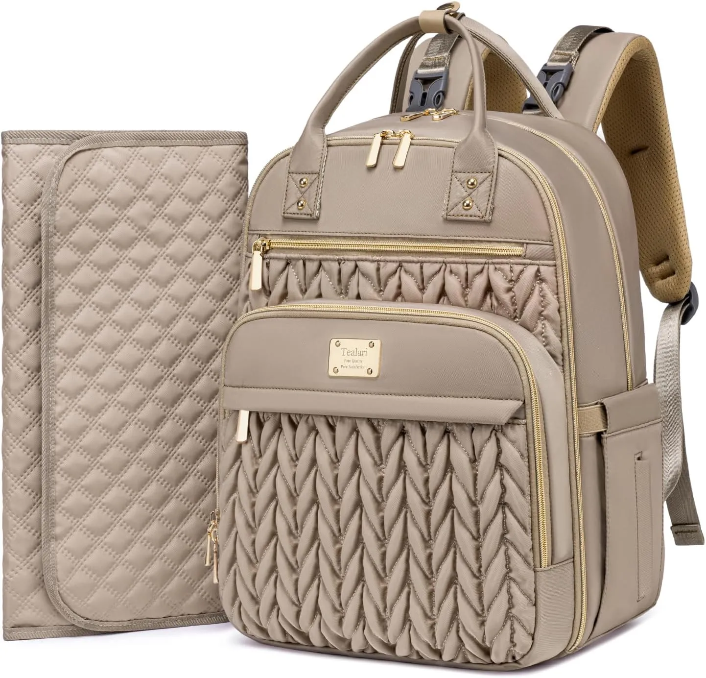 Diaper Bag Backpack,Stylish Baby Diaper Bag,Waterproof Travel Diaper Backpacks Baby Bags with Changing Pad,Stroller Straps,Insulated Pockets (Khaki)