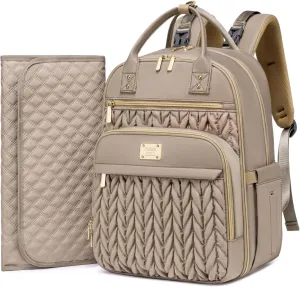 Diaper Bag Backpack,Stylish Baby Diaper Bag,Waterproof Travel Diaper Backpacks Baby Bags with Changing Pad,Stroller Straps,Insulated Pockets (Khaki)