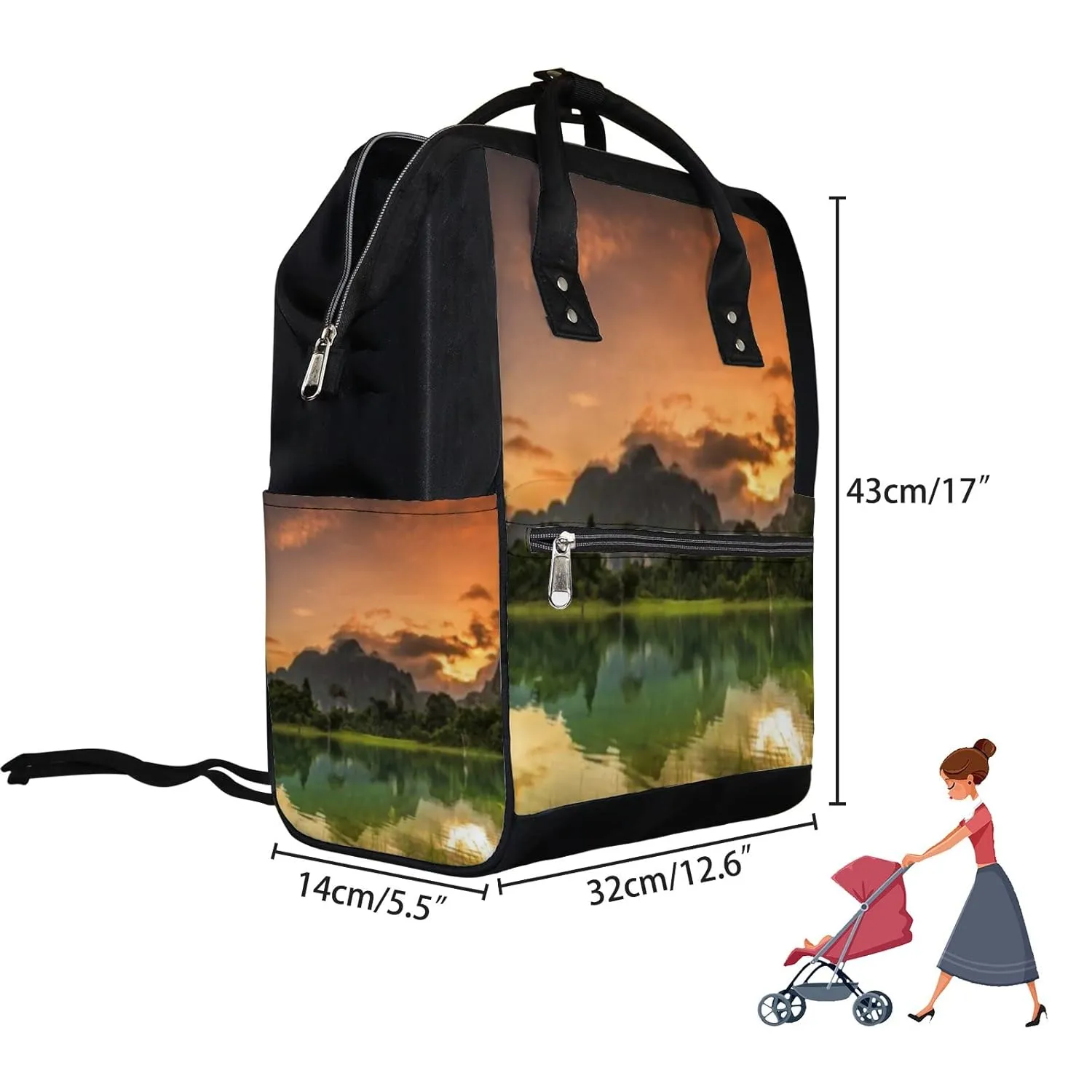 Diaper Bag Mummy Backpack Spectacular Mountains River Natural Multifunction Baby Nappy Bag Large Capacity Nursing Bags Waterproof Travel Backpack