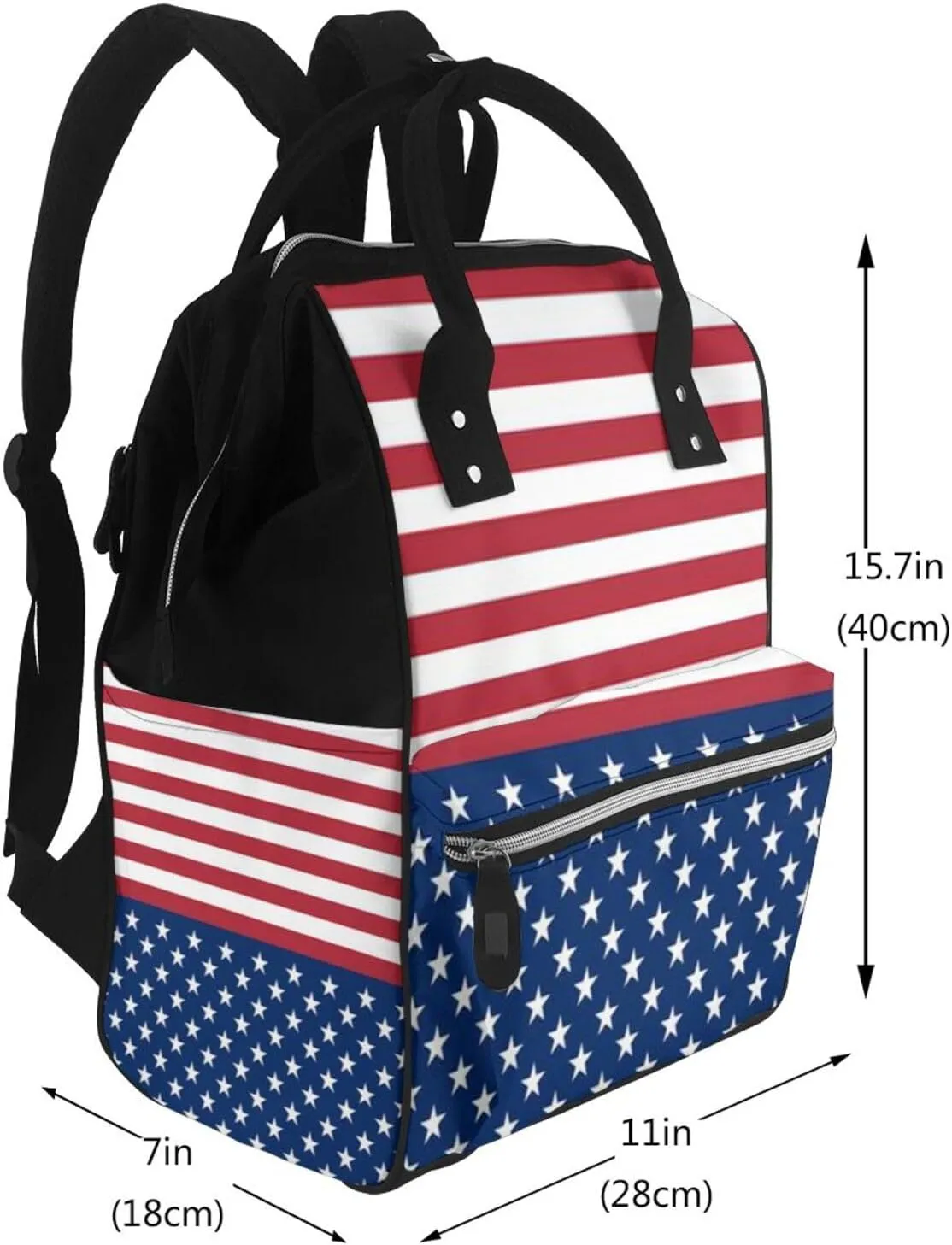 Diaper Bag Nappy Backpack Baby Bag British Flag Mummy Backpack Multifunction Changing Bags for Travel, American Flag Stars Stripes, One Size