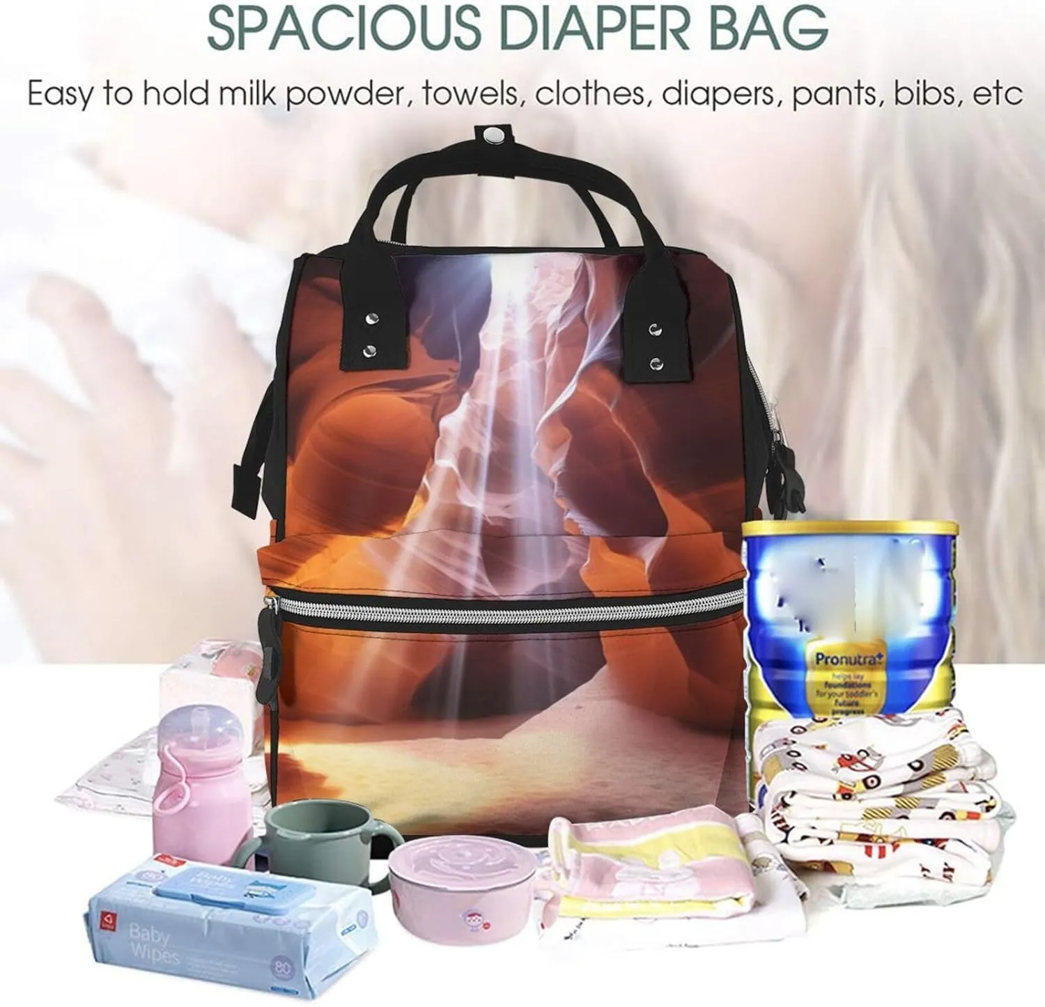 Diaper Bag Nappy Backpack Baby Bag British Flag Mummy Backpack Multifunction Changing Bags for Travel, Antelope Canyon, One Size