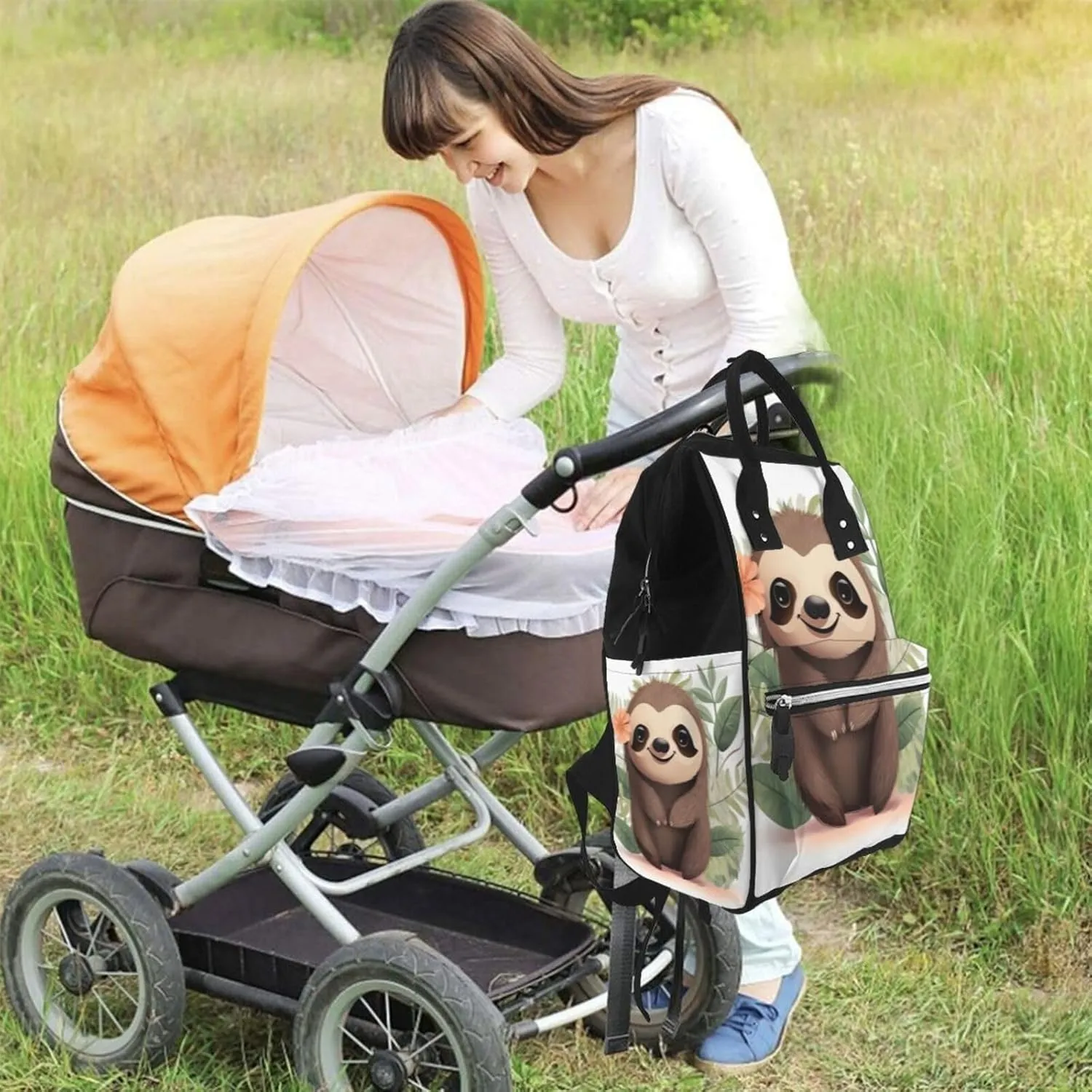 Diaper Bag Nappy Backpack Baby Bag Native American1 Mummy Backpack Multifunction Changing Bags for Travel, Cute Cartoon Sloth, One Size