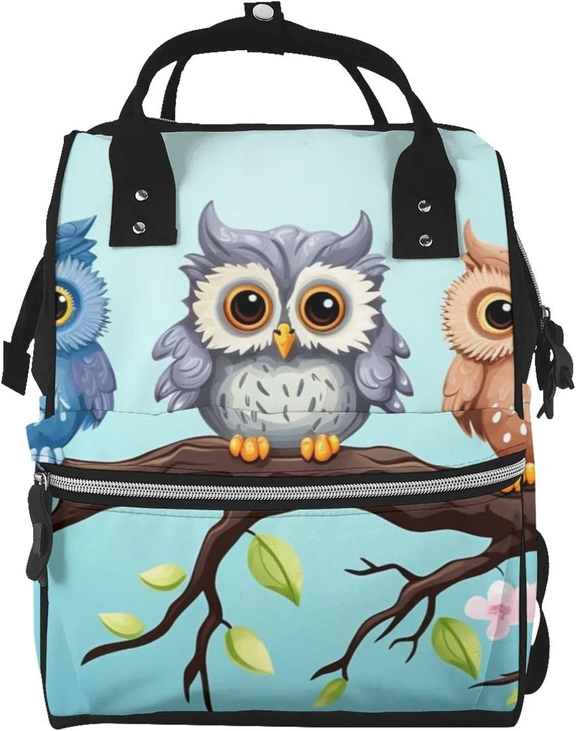 Diaper Bag Nappy Backpack Baby Bag Squirrel Animal Mummy Backpack Multifunction Changing Bags for Travel, Owls on a Branch, One Size