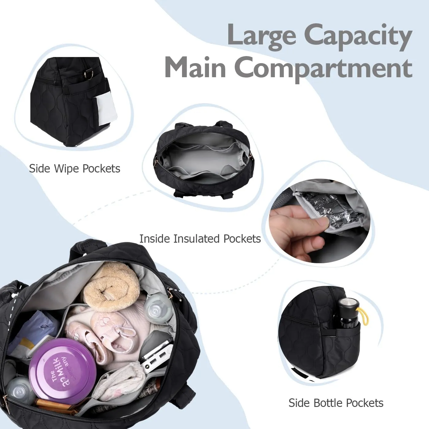 Diaper Bag Tote, 12 Pockets, Insulated & Waterproof Pockets Fit for 15.6 inches Laptop