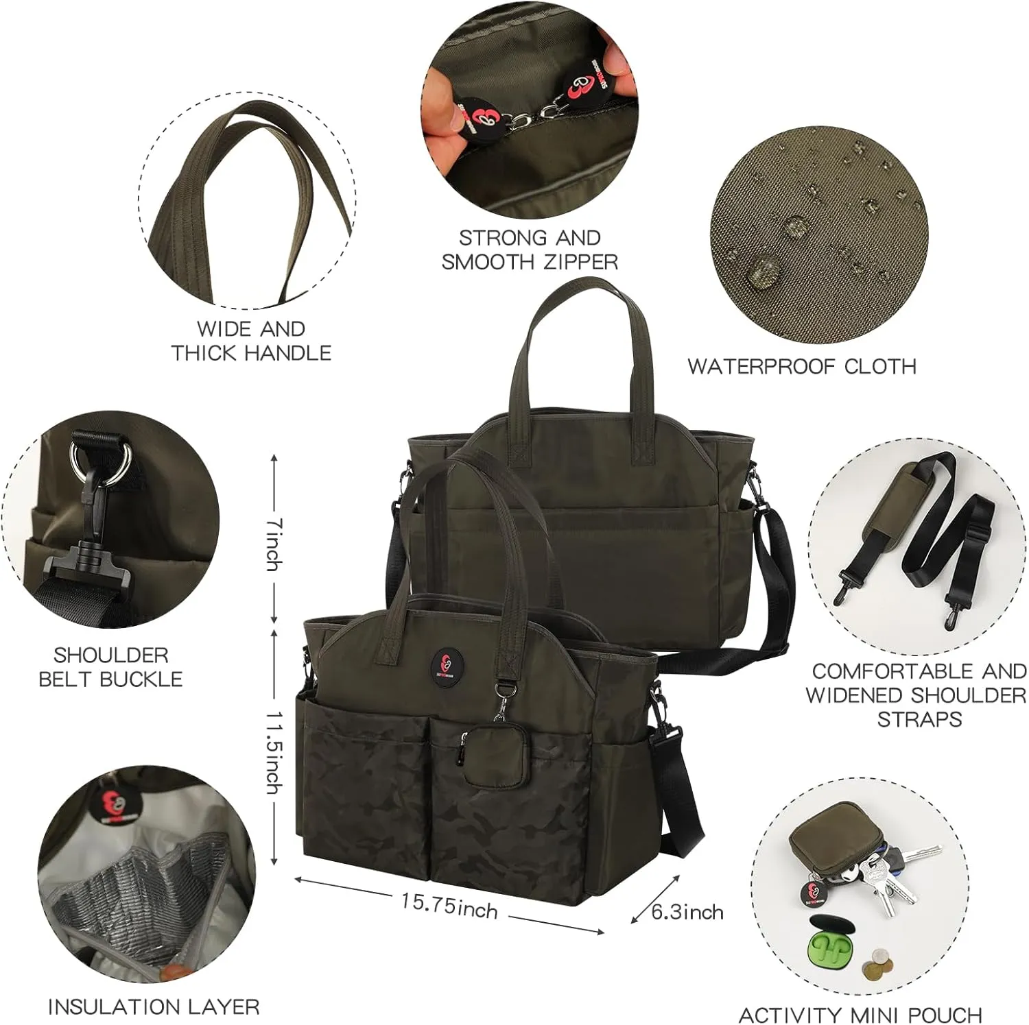 Diaper Bag Tote: Large Tote Baby Bag Boy Diaper Bag Stylish Girl Diaper Bag,Shoulder Mommy Bag