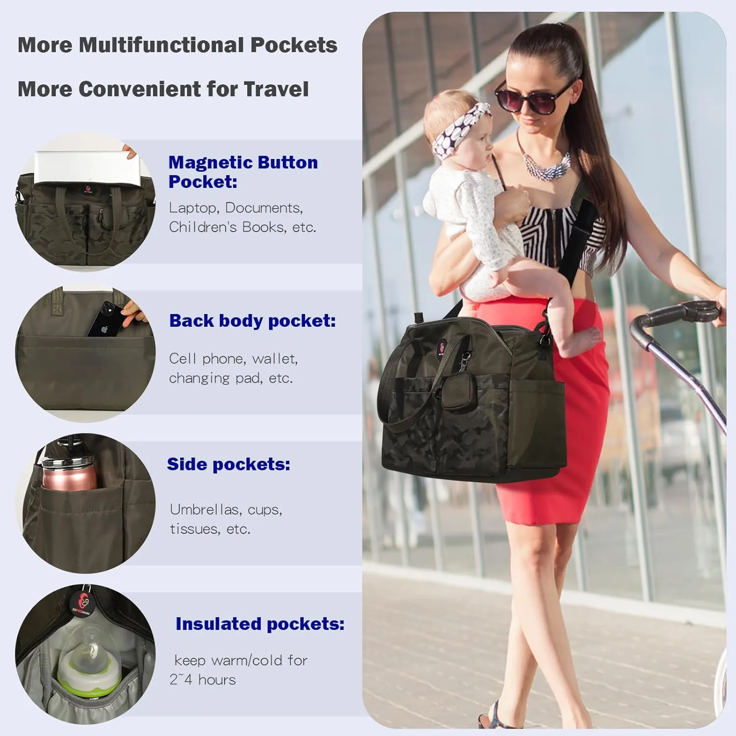 Diaper Bag Tote: Large Tote Baby Bag Boy Diaper Bag Stylish Girl Diaper Bag,Shoulder Mommy Bag