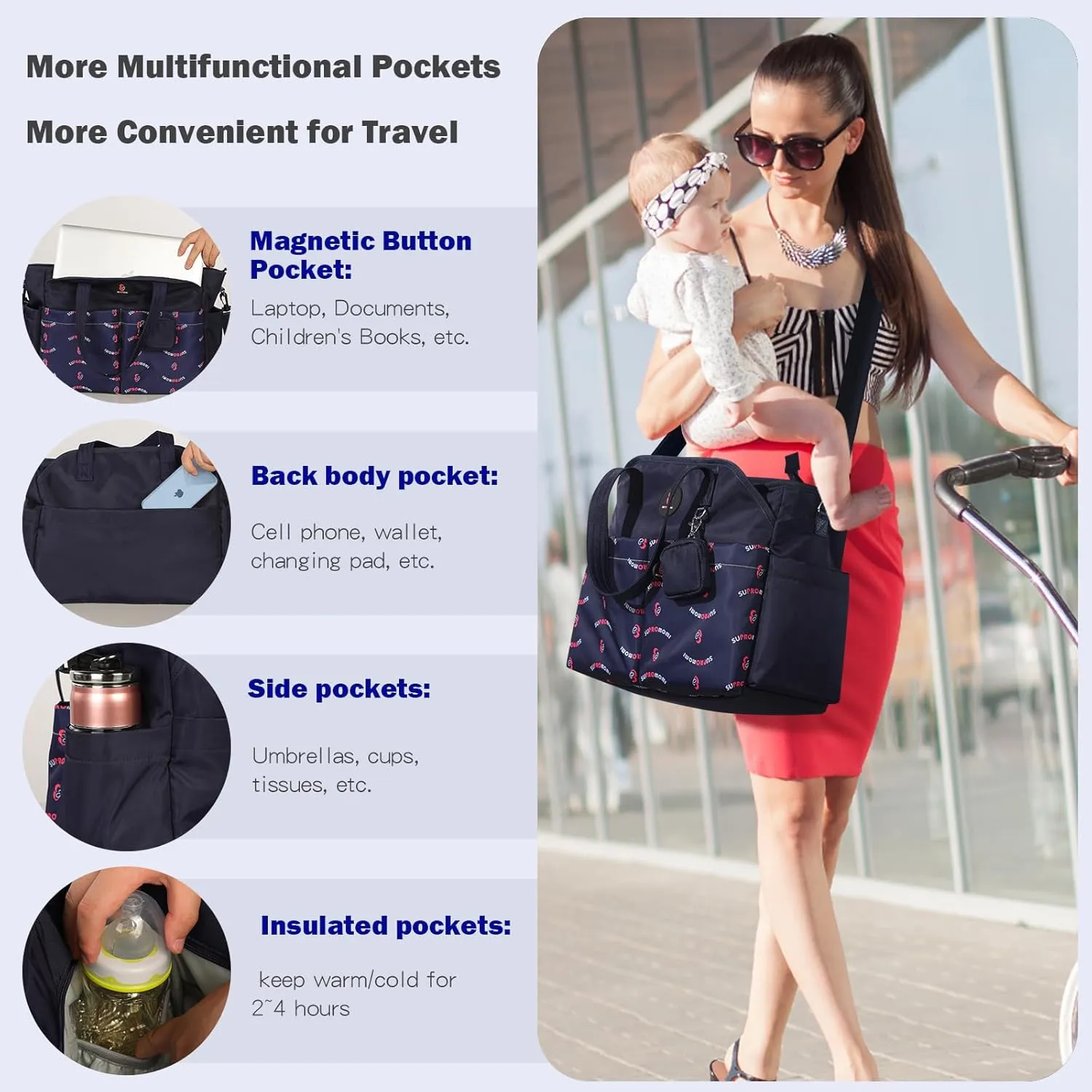 Diaper Bag Tote: Large Tote Baby Bag Boy Diaper Bag Stylish Girl Diaper Bag,Shoulder Mommy Bag