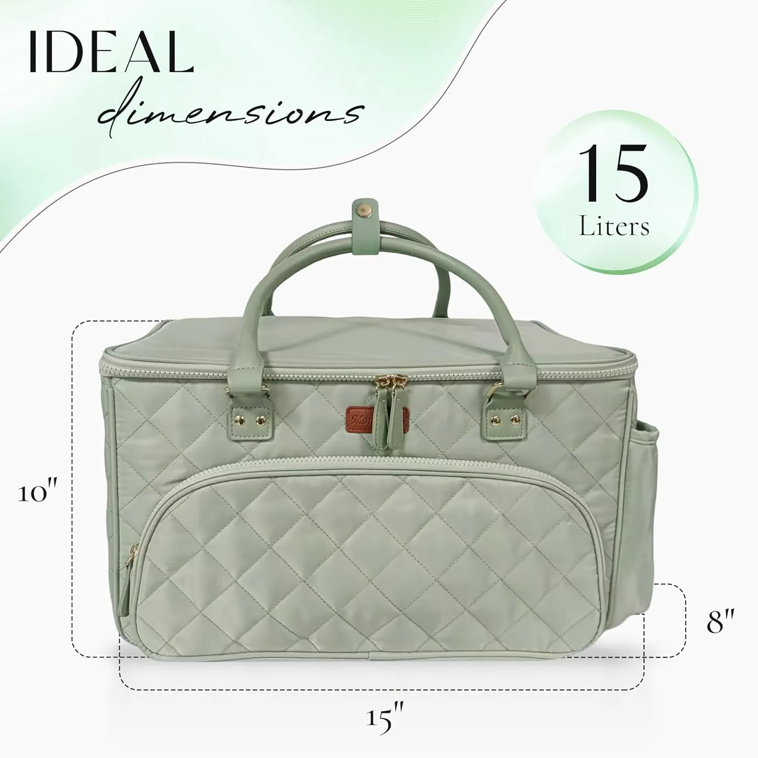 Diaper Bag Tote with Dividers, Zipper, Top Cover and Strap, Larger Size with insulated storage bag - Green