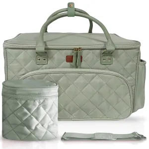 Diaper Bag Tote with Dividers, Zipper, Top Cover and Strap, Larger Size with insulated storage bag - Green