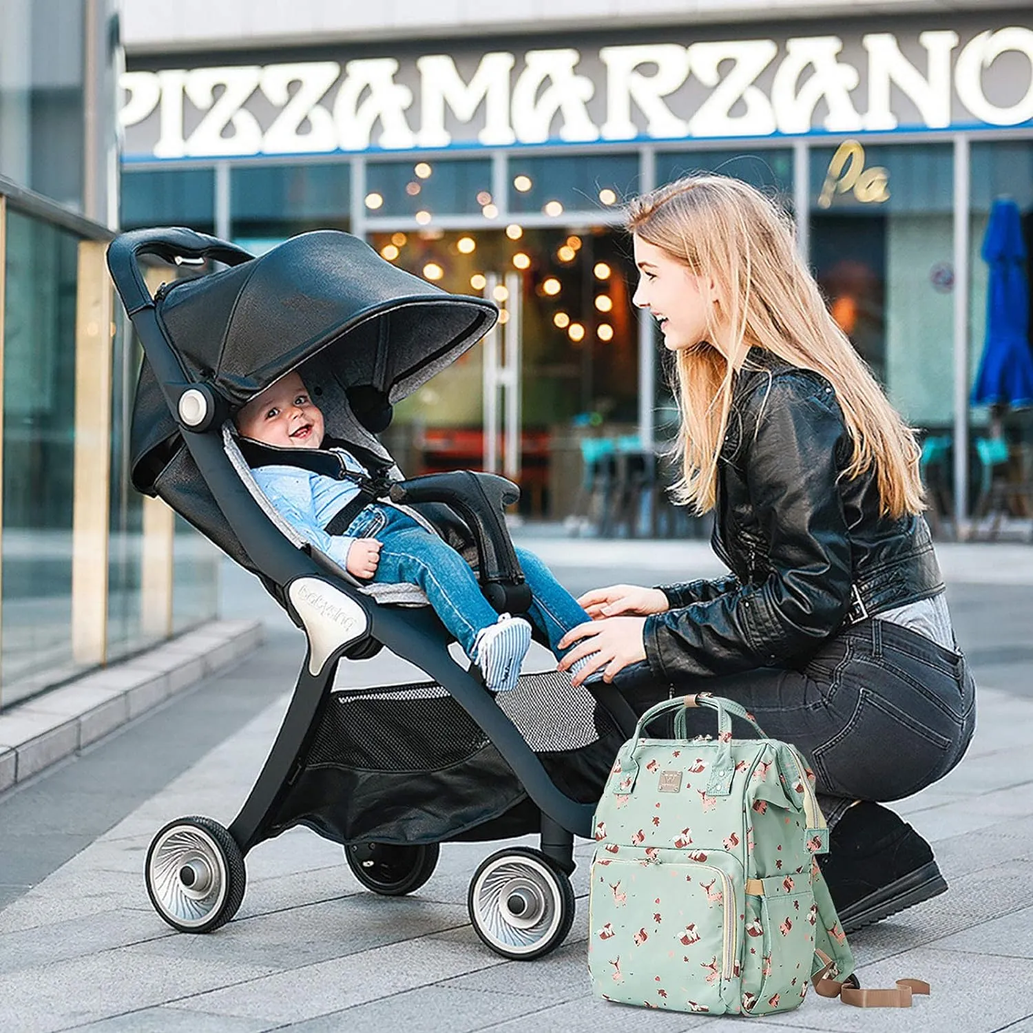 Diaper Bags Backpack for Mom Dad Baby Care Bag Maternity Nappy Bags for Boys Girls Large Green Pañaleras para bebe Baby Changing Bag Large Capacity Waterproof Multifunction Travel Backpack
