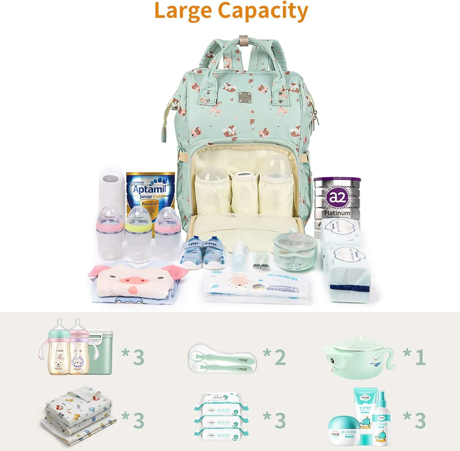 Diaper Bags Backpack for Mom Dad Baby Care Bag Maternity Nappy Bags for Boys Girls Large Green Pañaleras para bebe Baby Changing Bag Large Capacity Waterproof Multifunction Travel Backpack