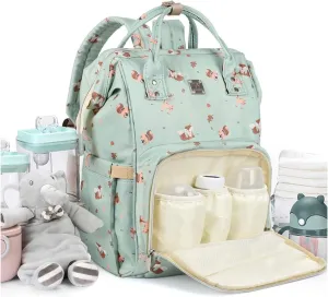 Diaper Bags Backpack for Mom Dad Baby Care Bag Maternity Nappy Bags for Boys Girls Large Green Pañaleras para bebe Baby Changing Bag Large Capacity Waterproof Multifunction Travel Backpack
