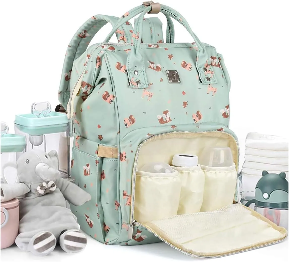 Diaper Bags Backpack for Mom Dad Baby Care Bag Maternity Nappy Bags for Boys Girls Large Green Pañaleras para bebe Baby Changing Bag Large Capacity Waterproof Multifunction Travel Backpack