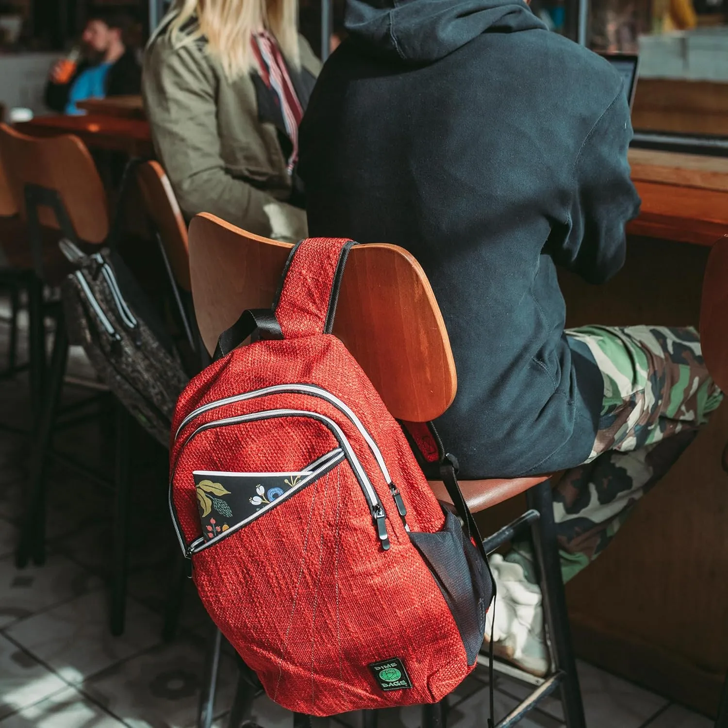 DIME BAGS City Dweller Casual Hemp Backpack with Padded Laptop Compartment and Water Bottle Holder (Aqua)