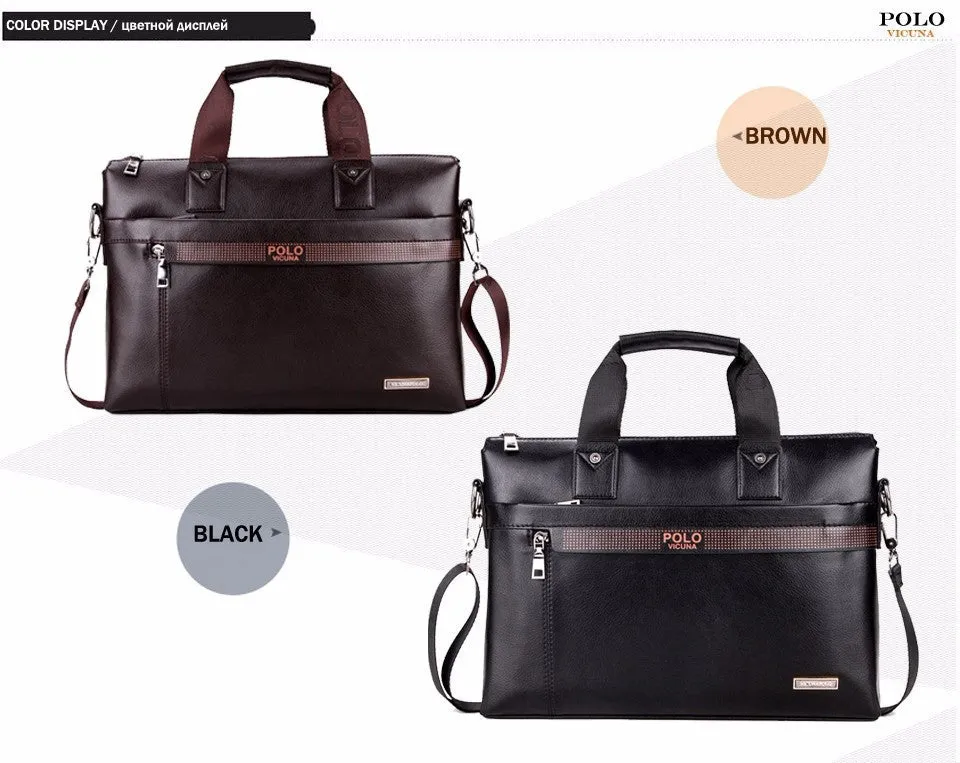 Discounted rates VICUNA Bag Men bolsa Bag Famous Laptop Shoulder Brand Leather Promotion Business Man Dot Luxury Simple Bag maleta Well-tested Briefcase POLO