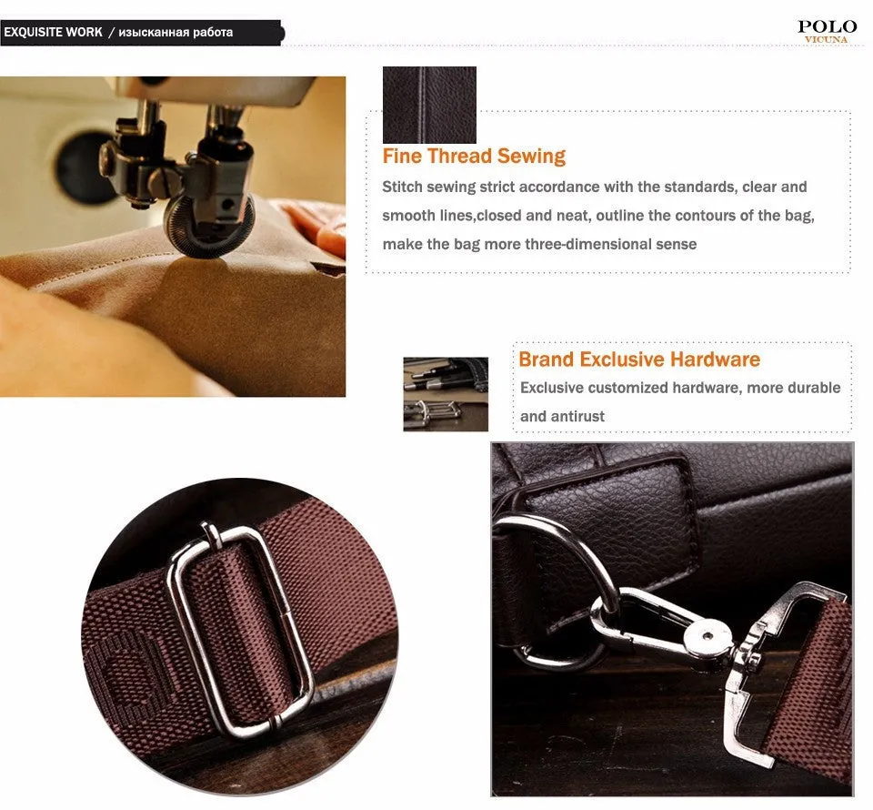 Discounted rates VICUNA Bag Men bolsa Bag Famous Laptop Shoulder Brand Leather Promotion Business Man Dot Luxury Simple Bag maleta Well-tested Briefcase POLO