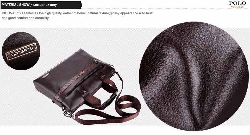 Discounted rates VICUNA Bag Men bolsa Bag Famous Laptop Shoulder Brand Leather Promotion Business Man Dot Luxury Simple Bag maleta Well-tested Briefcase POLO