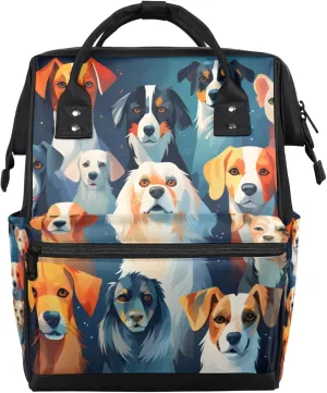 Dogs Cartoon Cute Diaper Bag Mommy Bags With Adjustable Shoulder Strap Waterproof Multifunction Shoulder Bag Travel Large Capacity Backpack for Moms And Dads
