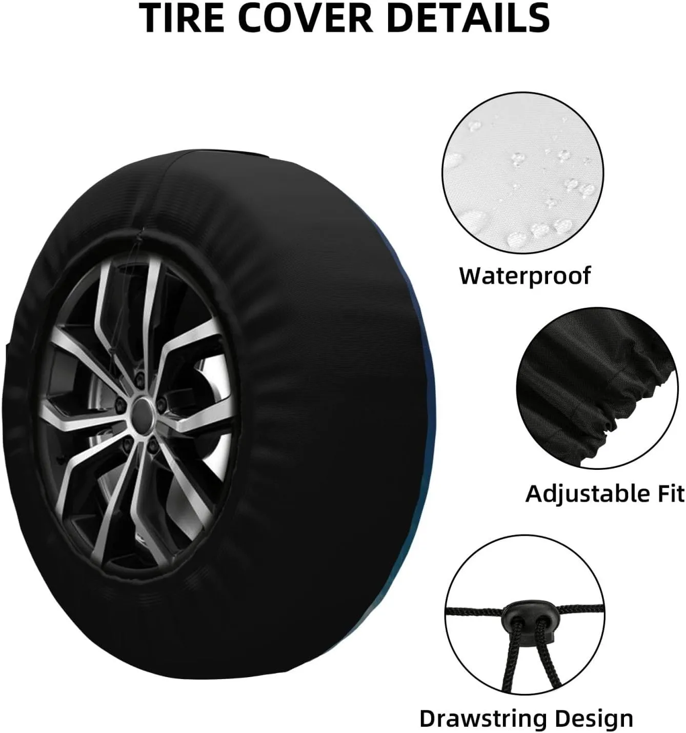 Dolphin Tire Cover Outdoor Waterproof Snow Sun Rain Wheel Cover Portable Wheel Bags Camper Spare Tire Cover Universal Car Tire Protectors for Trailer RV SUV