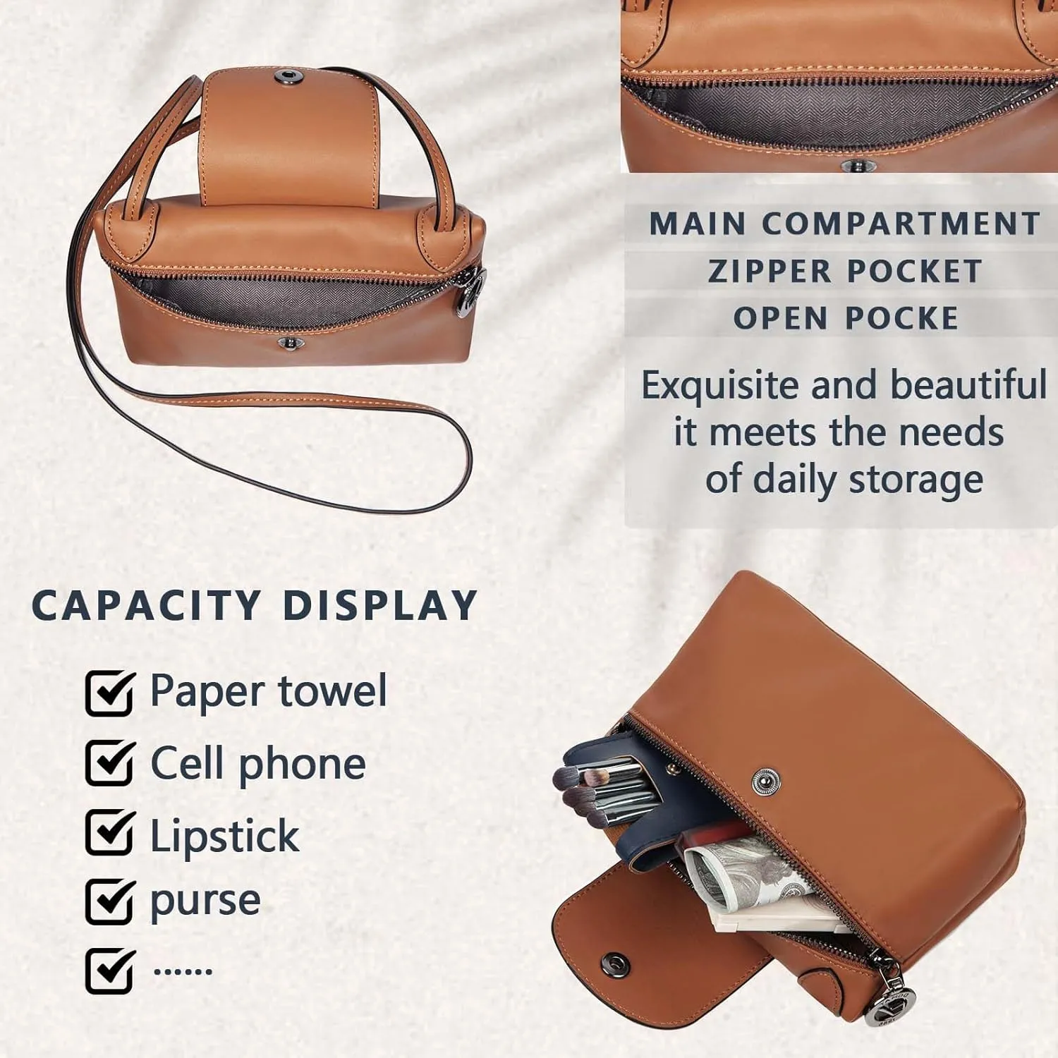 DOMAT Lightweight Crossbody Purses For Women Cute Leather Handbags With Sling Strap Shoulder Bags For Daily Use