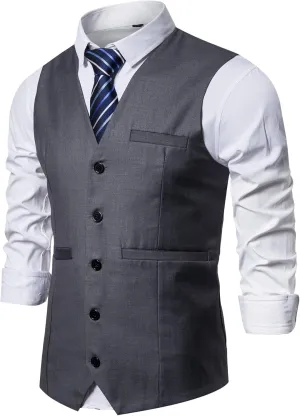 DONGD Mens Formal Suit Vest Business Dress Vest for Suit or Tuxedo