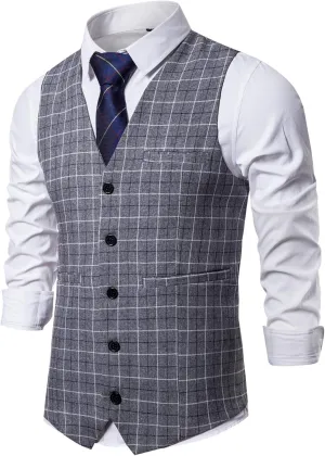 DONGD Mens Formal Suit Vest Business Dress Vest for Suit or Tuxedo